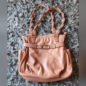 Peach Purse with Braided Strap